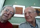 Andrzej Cieślak i Czesław Pazera, były redaktor naczelny "Gazety Olsztyńskiej", podczas zebrania olsztyńskiego oddziału Stowarzyszenia Dziennikarzy RP, Olsztyn, 5 czerwca 2018 r.