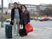 Przed budynkiem PSM Olsztyn - Elżbieta Maciejowska i Kamil Dżalak, Olsztyn 19-20.03.2011 Źródło: archiwum Iwony Pietkiewicz