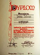 Wyróżnienie Wpisem do Księgi Zasłużonych dla Miasta Olsztyna. Źródło: Archiwum Janiny Duliniec. Zdjęcie nadesłał Andrzej Cieślak
